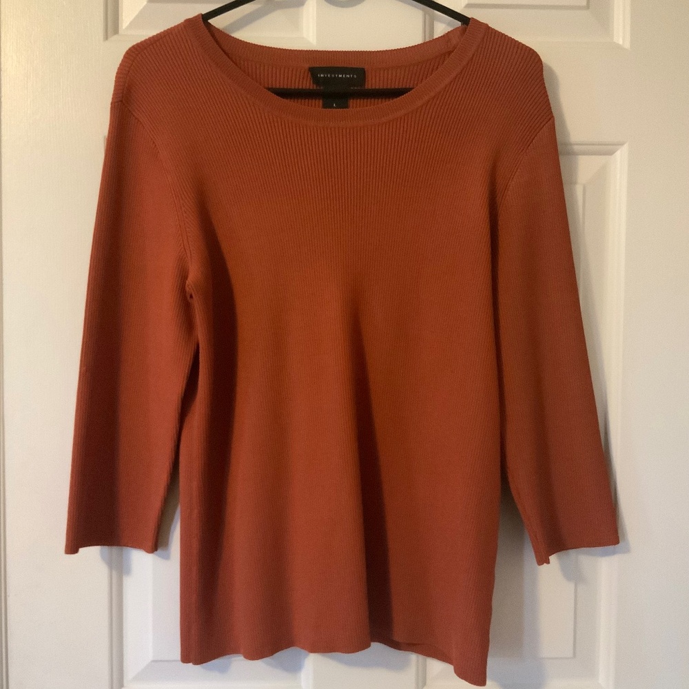 LAST CHANCE Rust orange ribbed long sleeve women’s shirt
